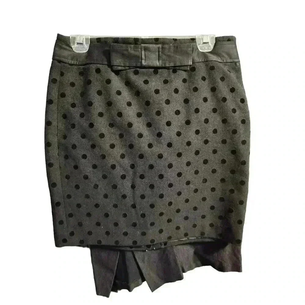 Loft Black Skirt with Velvet Dots - Picture 1 of 3
